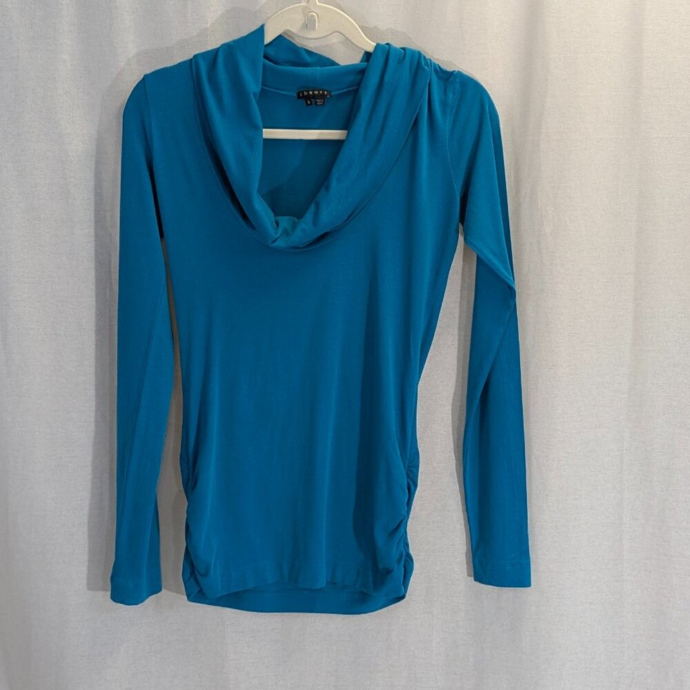 Theory Size Small Mock Turtleneck Top Cerulean - image 1